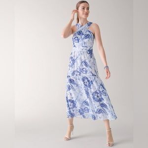 White House Black Market Clip Dot Halter Midi Dress Size 10